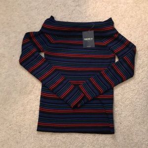 Off the shoulder striped light sweater